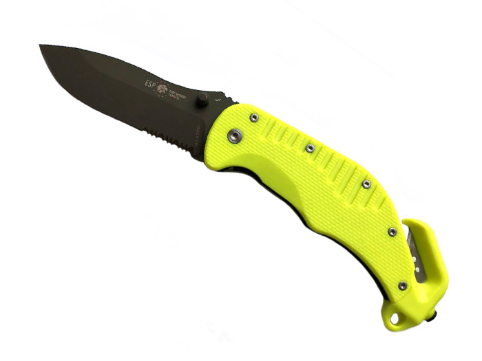 Нож с полусеррейторной заточкой (желтый) / RKY-01-S